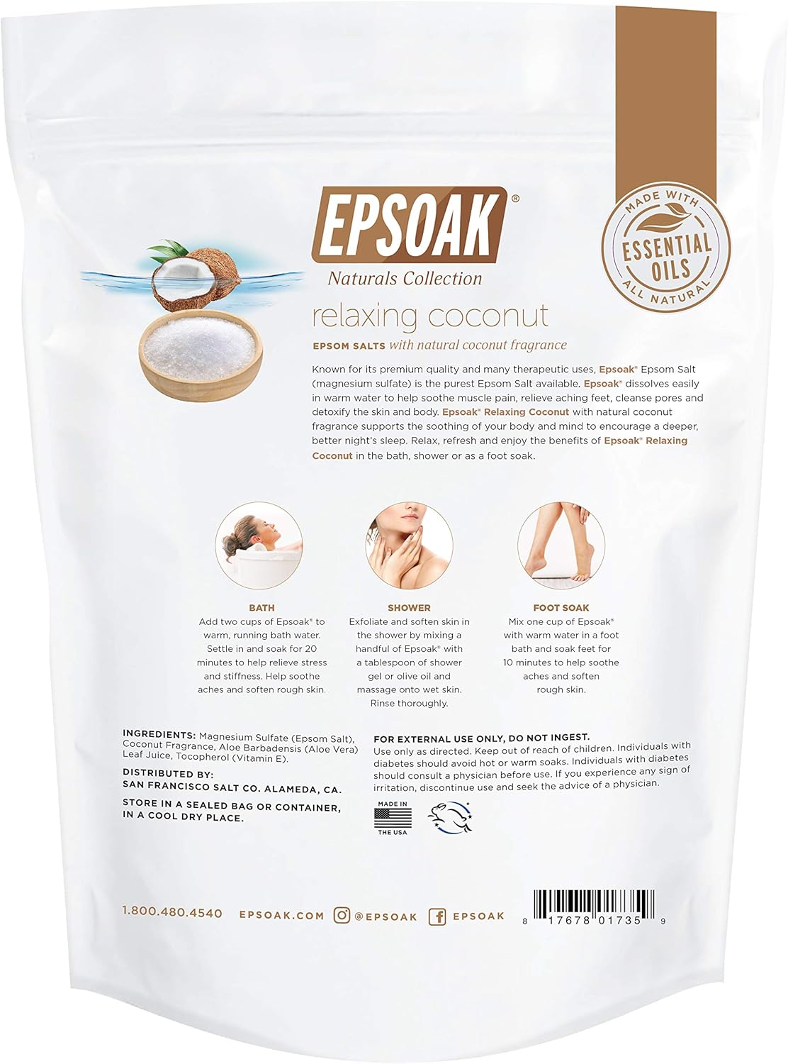 Relaxing Coconut Epsom Salt 2 lbs