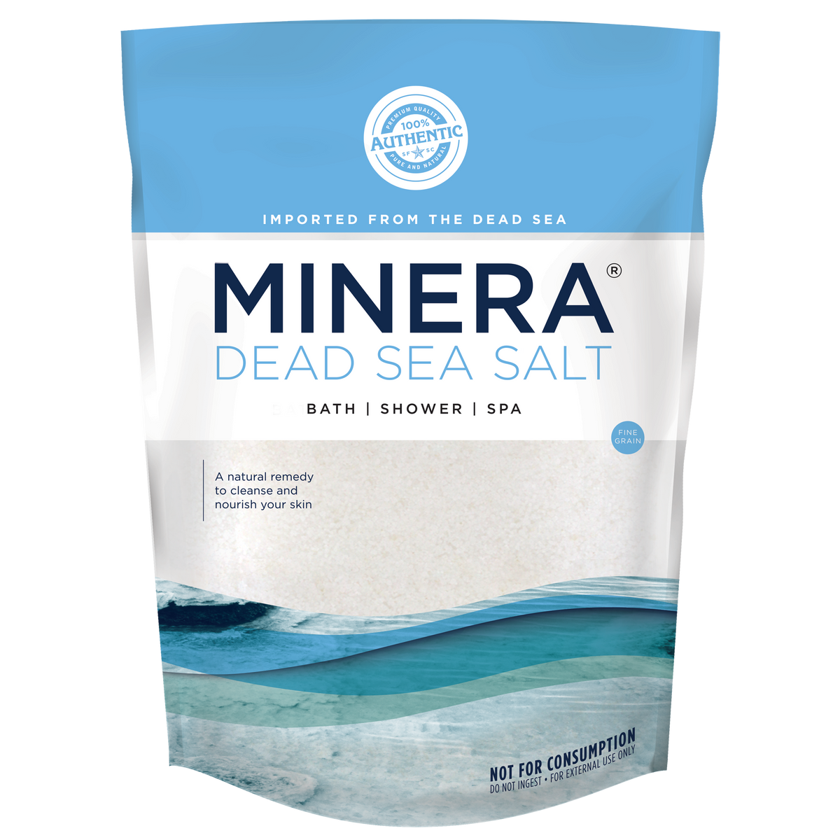 Minera Dead Sea Salt Fine Grain front of bag